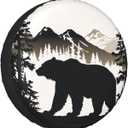 Bear and Mountain Spare Tire Cover Wheel Protectors for Decoration and Weather Protection for Trailers Rv SUV Truck Campervan Travel Trailer 15 Inch (15" for tire diameter 27.55"-29.52"/70-75cm)