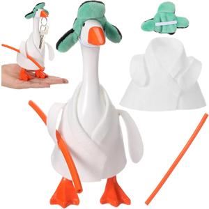2 Pcs Christmas Cousin Robe Mini Desk Goose Outfit Xmas 7'' Mini Desk Goose Vacation Costume with Robe Hat Water Pipe for Winter Xmas Magnetic 7 Inch Geese Statue Key Holder Decor
