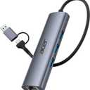 Acer USB to Ethernet Adapter, USBC Hub Ethernet 1Gbps with 3*USB 3.0, Aluminum Heat Dissipation, Driver Free, USB to Network Adapter for Windows 10, 8.1, Mac OS, Laptop, MacBook, iPad, etc (0.65FT)