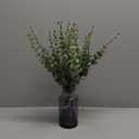 FOTEEWL 17.5" Artificial Eucalyptus Stems in Black Glass Vase with Faux Water, Fake Plant Greenery for Table Decorations Home Office Farmhouse Bathroom Kitchen Wedding Centerpiece Decor