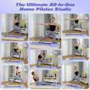 Pilates Reformer Board for Home Workout, 7-in-1 Pilates Equipment, Foldable Portable Reformer Machine High-Strength Steel Rails, Adjustable 20 lbs & 60 lbs Resistance Bands, Core & Full-Body Training