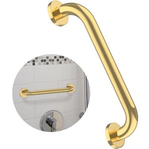 12 Inch Stainless Steel Shower Grab Bar, ZUEXT Gold Shower Handle, Bathroom Balance Bar, Safety Hand Rail Support Bar for Handicap Elderly Injury, Senior Assist Bath Tub Wall Concealed Mount Handle