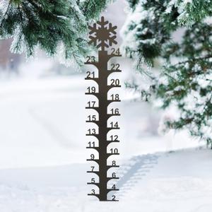 24 Inch Iron Art Snow Gauge - Christmas Holiday Snowflake Snowfall Measuring Gauge, Handmade Metal Snow Measuring Stick Garden Stakes for Yard, Christmas Rain Gauge Outdoor Decoration Gift (Snowflake)