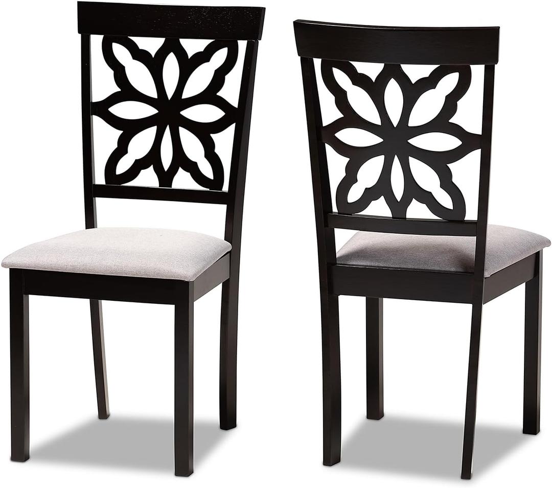 Baxton Studio Samwell Modern and Contemporary Grey Fabric Upholstered and Dark Brown Finished Wood 2-Piece Dining Chair Set