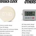 Wooden LED Digital Alarm Clock for Desk – Modern Aesthetic Wood Clock with Adjustable Brightness, 3 Alarms, Large Display, AC Powered Stays On When Plugged in (Beige)
