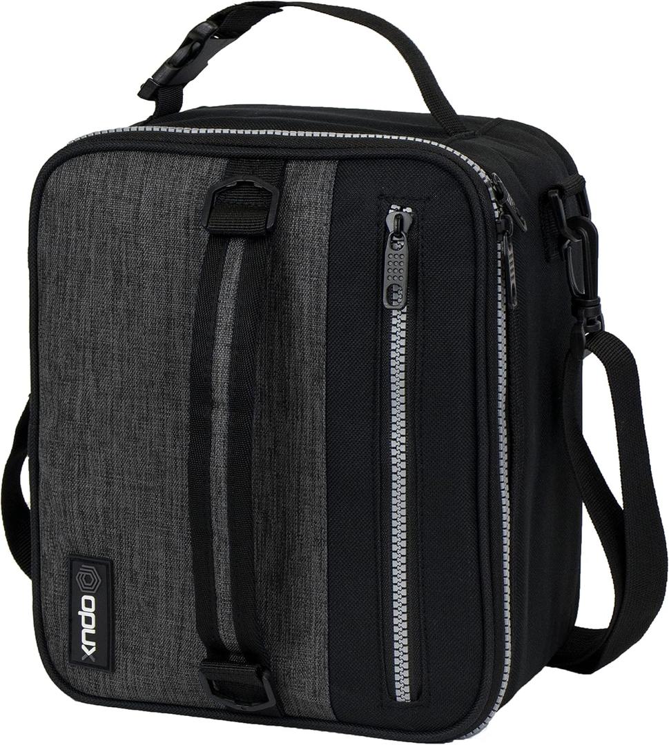 opux Insulated Lunch Box for Men Women Adult, Compact Lunch Bag for Kids Boy Girl Teen, Soft Lunch Cooler Bag for Work School, Leakproof Lunchbox Lunch Pail with Clip-on Buckle, Heather Charcoal