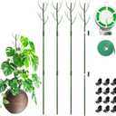 Monstera Plant Support, 43 Inch Plant Support Stakes Moss Pole for Indoor Plants with Orchid Clips Twist Ties and Plant Strap, Perfect Plant Stakes for Climbing Plant (4 Pack) (Green)