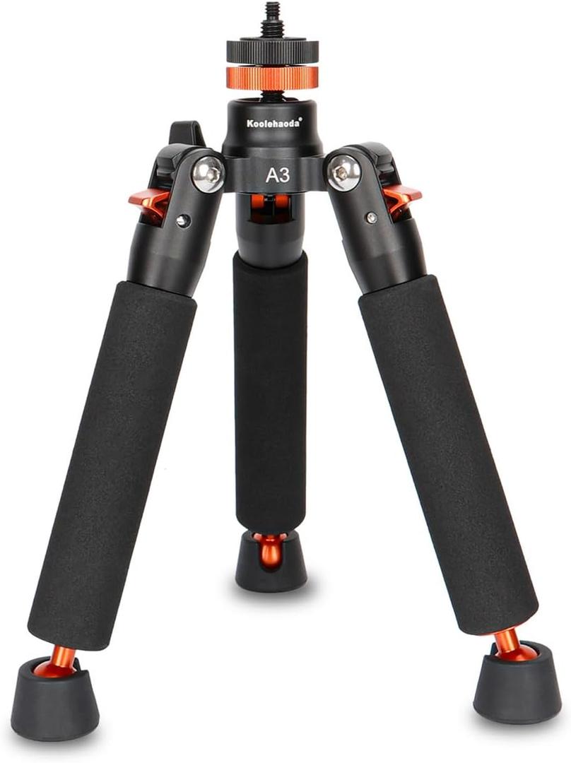 Koolehaoda Mini Tripod Desktop Tabletop Tripod Aluminum Universal 3 Legs Monopod Base Stand Unipod Support with 1/4 and 3/8" Screw Mount Compatible with DSLR Cameras Video Micro Shooting - A3 (A3)