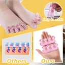 3 x Toe Separators for Pedicure, Gel Toe Spacers for Men and Women Suitable for Overlapping Toes, Bunions, Hammer Toe, Soft Toe Spreader for Separating Toenails or Nails-4pcs (Pink)