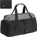 Gym Bags for Women Men with Wet & Shoe Compartment, 40L Foldable Travel Duffle Bag, Lightweight Weekender Overnight Duffel Bag for Traveling Sports Gym(Black)