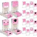 AceOrbit 2026 Graduation Candy Jar Bulk for 24 Guest 3.54 Inch Empty After Dinner Candy Tube Buffet Container Acrylic Box with Sticker for Class of 2026 End of Year Gifts Multi-item Party Favor(Pink)