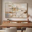 Extra Large Framed Neutral Beige Abstract Wall Art, Horizontal 60x40 In