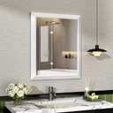 SMIROR Matte White Bathroom Mirror for Over Sink, 24x 28 Metal Thick Framed Rectangle Vanity Mirror for Wall, Right Angle Corner, Anti-Rust, Horizontally or Vertically Mounted