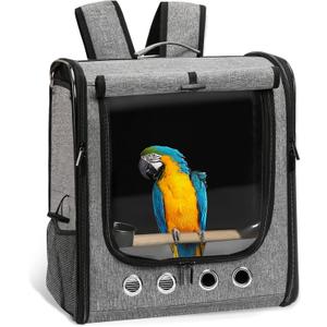 Bird Carrier Bag Bird Travel Cage with Stand, Lightweight Backpack for Parrot, Large Portable Bird Travel Bag, Pet Transparent Breathable Travel Cage