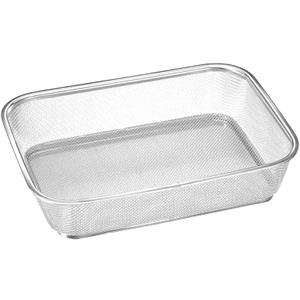 Cabilock Stainless Steel Drain Basket 13.38 X 9.84 X 3.14 Inch Fine Mesh Vegetable Fruit Strainer Kitchen Sink Colander for Food Rinsing and Draining