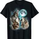 3 Wolf Moon Howling Wolf Head Funny Wolves For Men Women T-Shirt 2XL