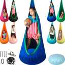 Kids Pod Swing Seat, Max 300 Lbs, Child Sensory Swing Chair Indoor & Outdoor Therapy Hammock Chair with Hanger Kit for Calming, Effect for Autism, ADHD or SPD. (Blue)