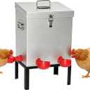 3 Gal Galvanized Steel Poultry Waterer, Automatic Poultry Waterer | Chicken Waterer with 4 Water Cups, Reinforced Base & Secure Latch, Heavy Duty Watering System for Backyard Chickens Ducks