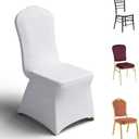 Trlyc 100 Pcs Spandex Chair Covers for Dining Chairs Stretch Polyester Dining Chairs Slipcovers for Wedding Party Decor Banquet Flat-Front Chair Cover (White)