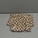 SOIDRAM 2 Pieces Makeup Bag Large Checkered Cosmetic Bag Capacity Canvas Mix Travel Toiletry Bag Organizer Cute Makeup Brushes Aesthetic Accessories Storage Bag for Women, Checkered Mix Brown