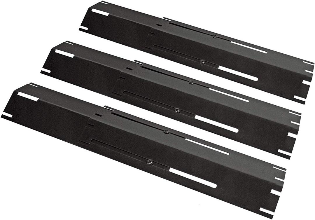 Unicook Heavy Duty Adjustable Porcelain Steel Grill Heat Plate Shield Replacement, Heat Tent, Flavorizer Bar, Burner Cover, Flame Tamer for Gas Grill, Extends from 11.75" up to 21" L, 3 Pack