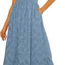 GRACE KARIN Women's Summer Sleeveless Tank Dress A Line Midi Dress Eyelet Crewneck Casual Holiday Dress with Pockets, 2XL