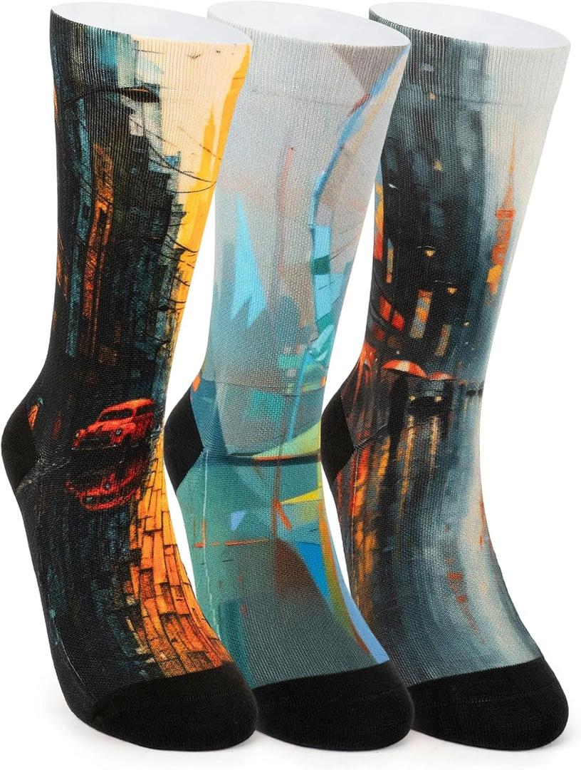Funny Socks for Women Men,Crazy Crew Novelty Socks Printed Cotton Boot Socks as gift, One Size