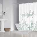 Zengmei 70x70 inches Get Naked Shower Curtain Set Funny Quote Durable Waterproof Polyester Shower Curtain Bathroom Bath Decor Cloth Fabric + 12 Hooks(Green)