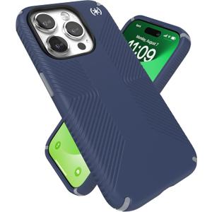 Speck iPhone 15 Pro Case - Built for MagSafe, Drop Protection Grip - Scratch Resistant, Soft Touch, 6.1 Inch Phone Case - Presidio2 Grip Coastal Blue/Dust Grey/White