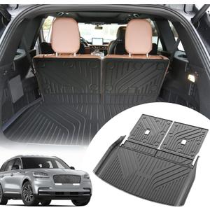 Cargo Liners Backrest Mat for Lincoln Aviator Accessories 2020-2025 2026 with Hook&Loop Rear Trunk Mat Rear Seat Back Cover Protector All Weather Anti-Slip Split Dog Liner 3 PCS
