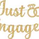 KatchOn, Glitter Gold Just Engaged Banner - 10 Feet, No DIY | Engagement Banner for Just Engaged Decorations | Engagement Party Decorations | Party Decorations