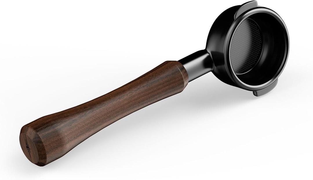 MHW-3BOMBER 58mm Bottomless Portafilter Fits E61, Flair 58, ECM, Rocket, Sanremo, Synesso, VBM Coffee Machines, 2 Ears Flat Espresso Portafilter with 18g Filter Basket, Wood Handle, BP7120L