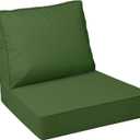 AAAAAcessories Outdoor Deep Seat Cushions with Double Welted Pillow, Waterproof, Fade-Resistant Patio Furniture Replacement Cushions, 25.5" x 25.5" x 5" + 25.5" x 19", Dark Moss Green