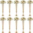 NUPTIO Gold Tall Centerpiece Table: 21.9" Trumpet Vases for Wedding Metal Flower Stand for Party Decorations Set of 10