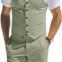Men's Suits Linen 2 Piece Vest Short Pant Summer Beach Wedding Suit for Men | Prom Party Slim Fit Waistcoat Set Outfit Casual Groomsmen Lightweight Cooling Business Banquet Tuxedos Formal Dress Suit, XL