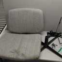 Sweetcrispy Criss Cross Chair Legged, Armless Office Wide Desk Chair No Wheels, Swivel Vanity Height Adjustable Fabric Modern Computer Task Seating for Home - Grey