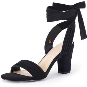 Coutgo Womens Strappy High Heels Chunky Heeled Sandals Bow Tie Lace Up Open Toe Pumps Dress Wedding Comfortable Shoes (11, Black) Coutgo Womens Strappy High Heels Chunky Heeled Sandals Bow Tie Lace Up Open Toe Pumps Dress Wedding Comfortable Shoes (11, Black)