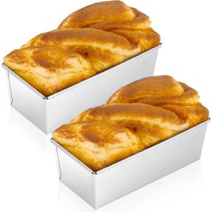 Funnymoom 2 Pcs Nonstick Loaf Pan, 7 x 3 x 2.36 Inch Small Loaf Pans for Baking Bread Stainless Steel Rectangle Baking Bakeware for Breads Casseroles Vegetables Dishwasher Safe