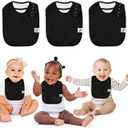 Organic Cotton Baby Drool Bibs (3-Pack) Thick 345 GSM, Soft & Absorbent, Teething Bibs for Boys and Girls