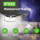 HMCITY 120 LED Outdoor Solar Light with Motion Sensor and 3 Lighting Modes, IP65 Waterproof Wide Solar Wall Lights Ideal for Garden Patio Yard (Front Button 6Packs, Black Shell-Daylight White)