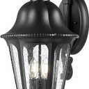 Outdoor Light Fixtures, HWH Exterior Wall Sconce Lantern with Seeded Glass, 29'' Large Outdoor Wall Lamp Antique Porch Light for Patio Garage Entryway, Matte Black Finish, 5HW90B-L BK