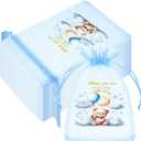 Threlaco 100 Pcs Organza Bags for Baby Shower Party Favor 4 x 6 Inch, Thank You Gift Bags Small Sheer Drawstring Mesh Pouch for Baby Shower Party Favor(Blue)