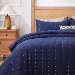 Sophia & William 3 Pcs King Size Velvet Quilt Set, Luxurious Coverlet Bedding Set, Lightweight Bedspread with Pillowshams, Midnight Blue