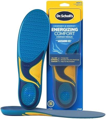 Dr. Scholl’s Energizing Comfort Men’s 8-14 Everyday Insoles with Massaging Gel - Clinically Proven, All-Day Energy and Comfort Inserts with Patented Triple Gel Design - Shock Absorbing, Arch Support
