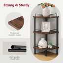 Tajsoon Corner Shelf Stand, 3 Tier Industrial Corner Shelves, Multipurpose Standing Display Shelf, Corner Shelving Unit for Bedroom, Living Room, Office, Kitchen, Rustic Brown
