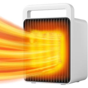 Portable Space Heater Small Space Heaters for Indoor Use,Mini Heater for Office Desk 900W Safe and Quiet Ceramic,Small Heater Fan with Overheat Protection Room Heater with Dumping Shutdown (White)