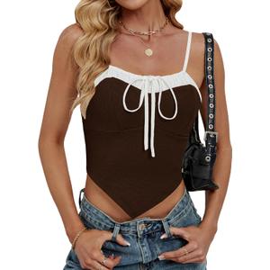 Blooming Jelly Womens Summer Crop Tank Tops Sexy Going Out Outfits 2025 Sleeveless Shirt Y2k Camisole Fashion Clothes (L)