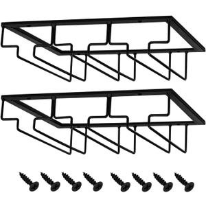 MOCOUM Wine Glasses Rack Under Cabinet Stemware Rack, Wine Glass Hanger Rack Wire Wine Glass Holder Storage Hanger for Cabinet Kitchen Bar (Black, 3 Rows 2 Pack) MOCOUM Wine Glasses Rack Under Cabinet Stemware Rack, Wine Glass Hanger Rack Wire Wine Glass Holder Storage Hanger for Cabinet Kitchen Bar (Black, 3 Rows 2 Pack)