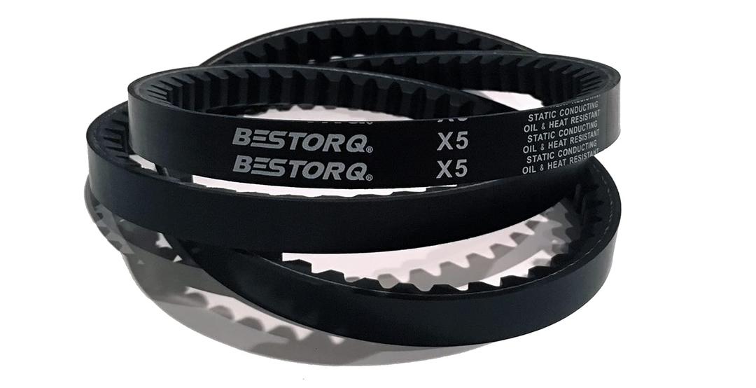 BESTORQ 3VX450 Rubber V-Belt, Raw Edge/Cogged, Black, 45" Length x 0.38" Width x 0.32" Height, Pack of 2