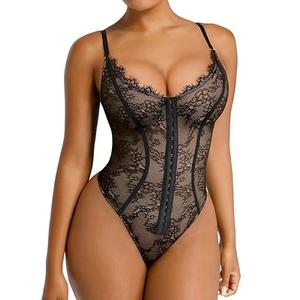 SHAPELLX Lace Bodysuit for Women Tummy Control Body Suits Shapewear Body Shaper Thongs Black XS